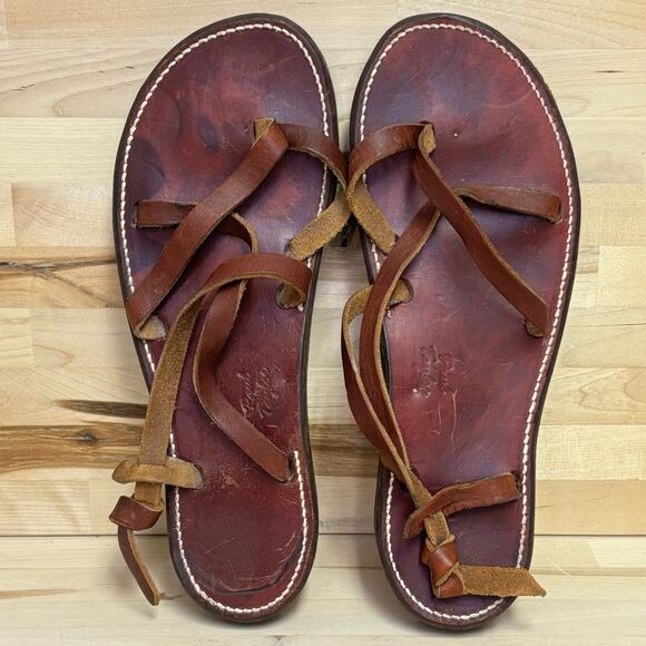 Paul Taylor Handmade Leather Boho Hippie Sandals M8 W10 - Picture 1 of 10